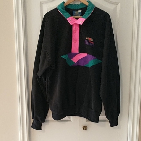 Other - Vintage Men’s Colorful Labatts Blue Sweatshirt with Snap Closure size XL